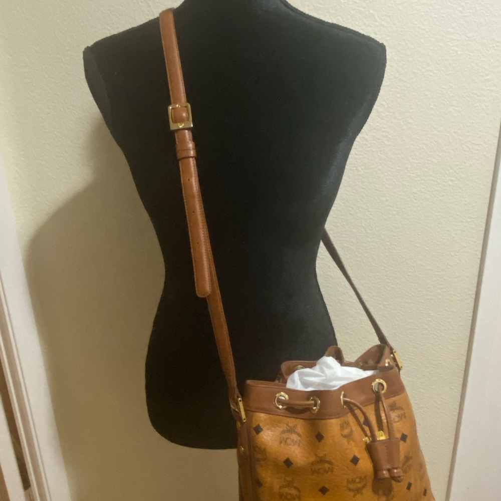 MCM Brown Crossbody Bucket Crossbody Bag